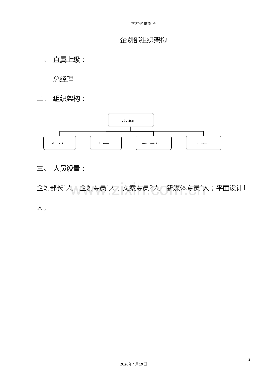 企划部组织架构及岗位说明书.docx_第2页