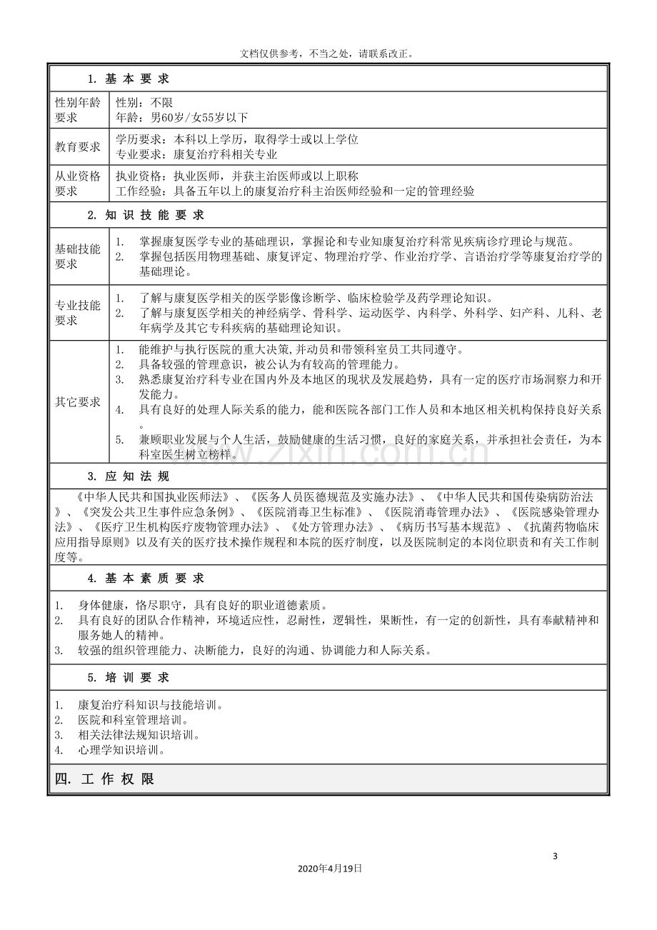 康复治疗科岗位说明书.doc_第3页