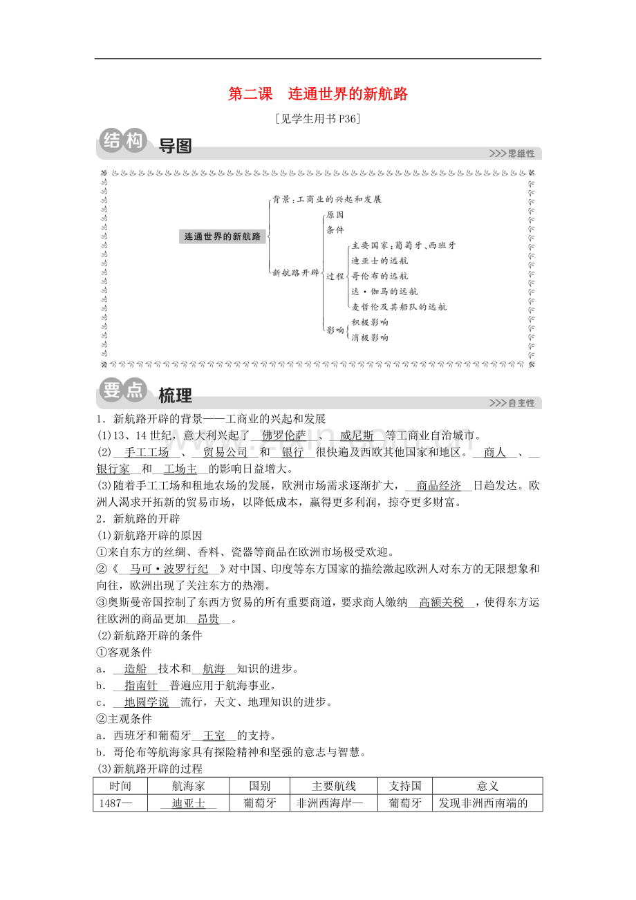 2022春初中历史八年级与社会下册第六单元资本主义的兴起与资产阶级革命6.2连通世界的.doc_第1页