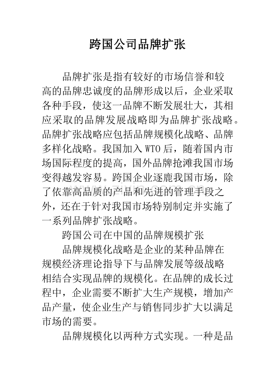 跨国公司品牌扩张.docx_第1页