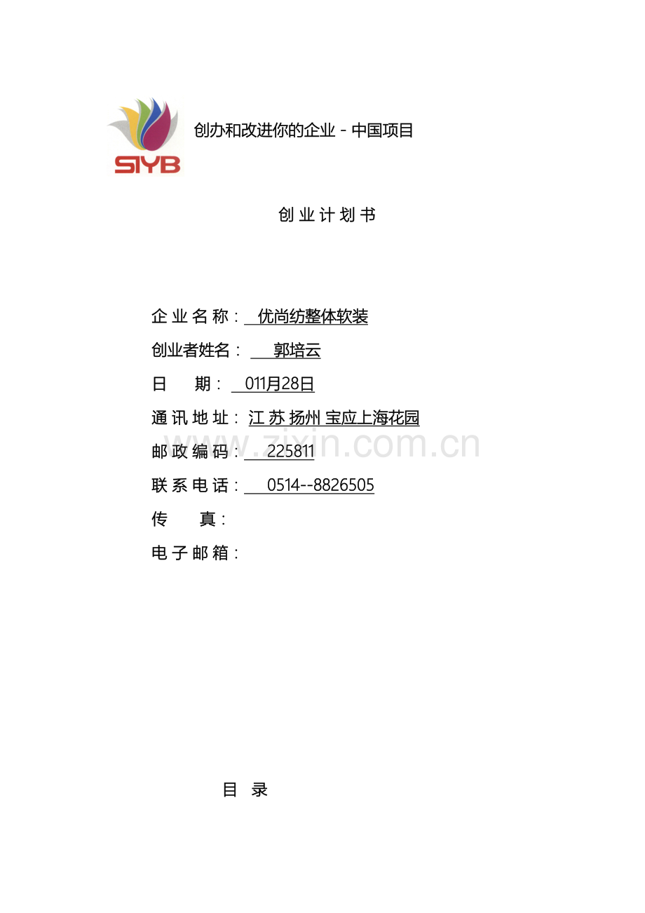 SYB创业计划书模板.doc_第2页