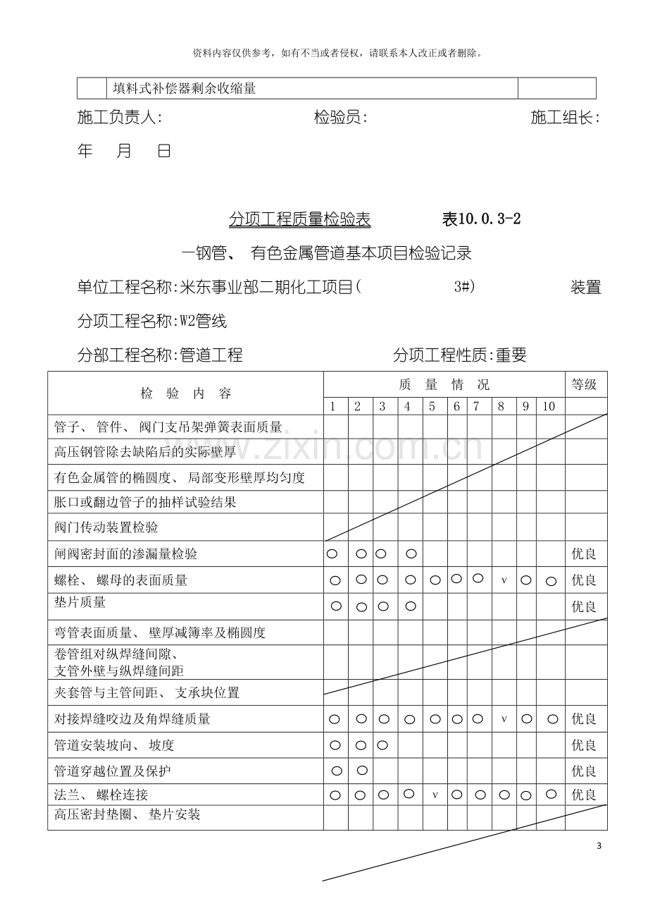 管道质量评定表模板.doc_第3页