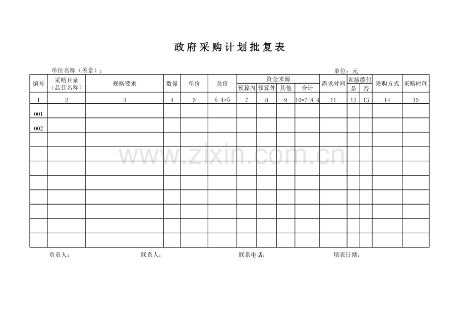 政府采购计划批复表.xls_第1页