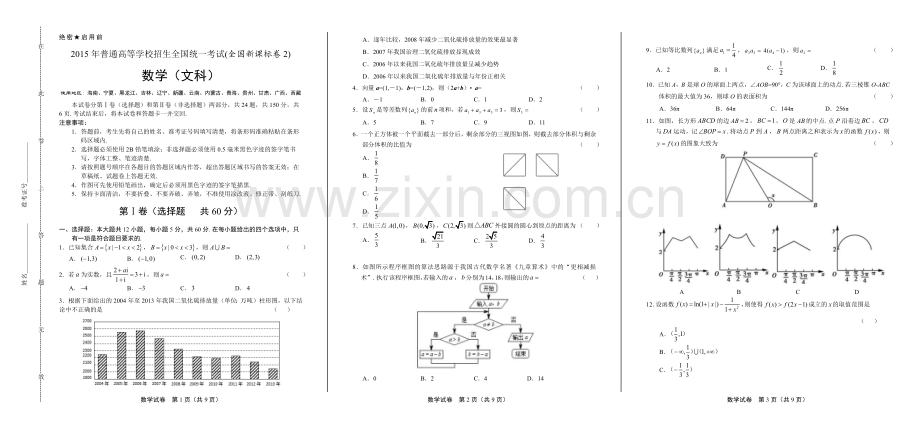 2015年高考文科数学全国卷2.docx_第1页