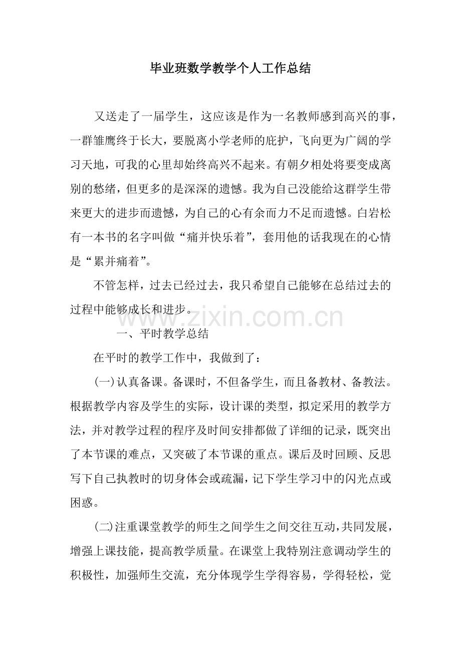 毕业班数学教学个人工作总结.docx_第1页