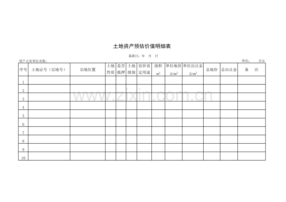 土地资产预估价值明细表.xls_第1页