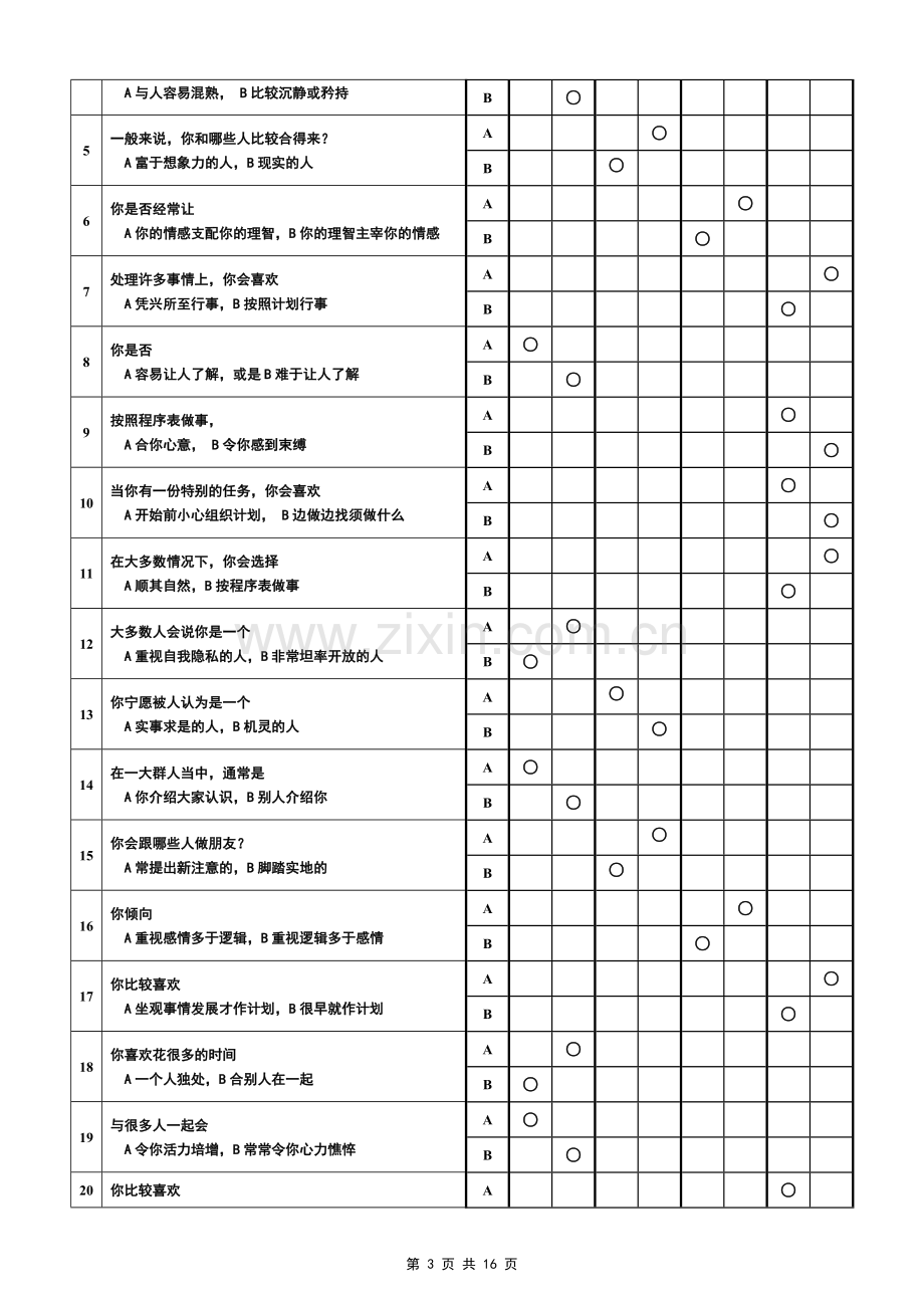 MBTI职业性格测试题(含答题卡)及测试结果分析.doc_第3页