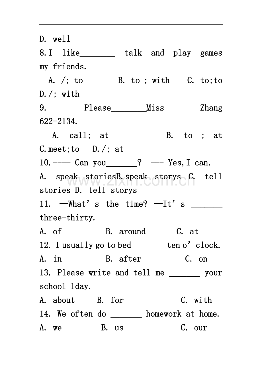 七年级英语下册期中复习检测题.doc_第3页