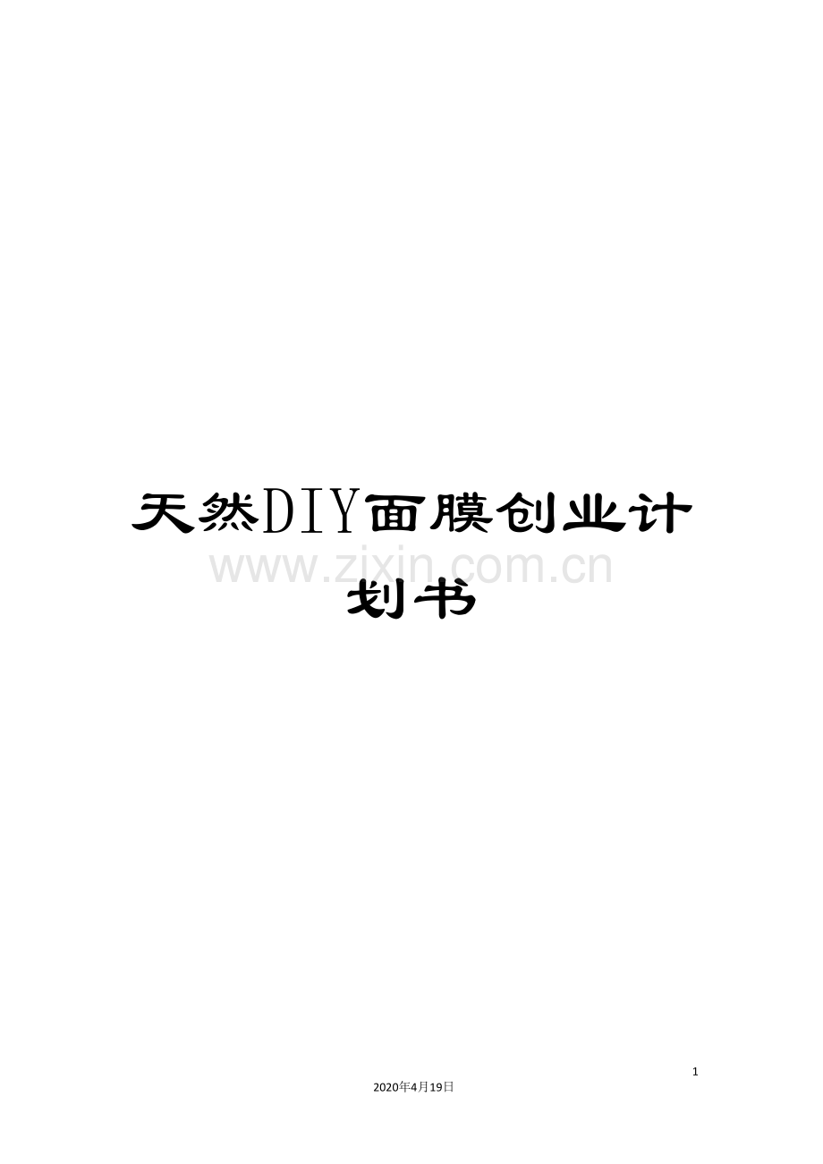 天然DIY面膜创业计划书范本.doc_第1页