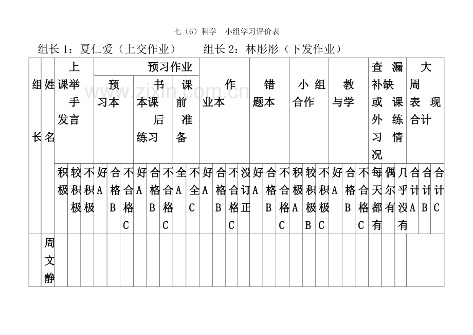 七(6)科学小组学习评价表【修改定稿】.doc_第2页