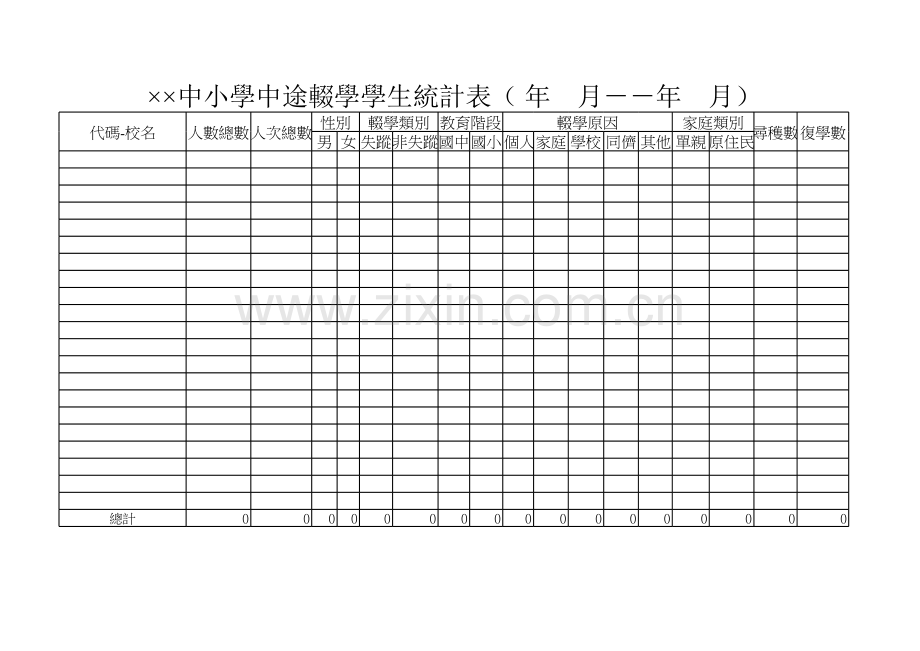 中小学中途辍学学生统计表.xls_第1页