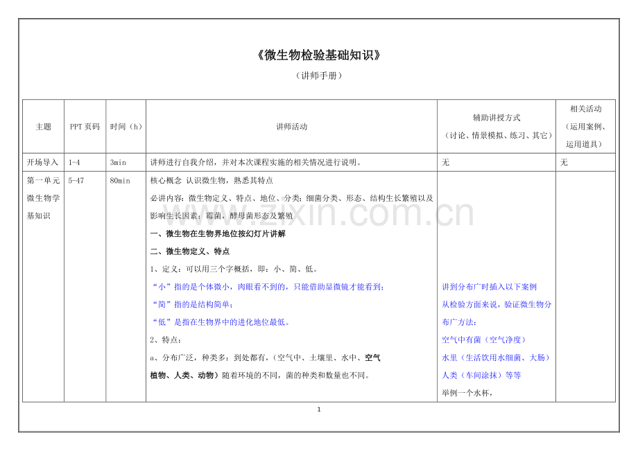 《微生物检验基础知识》－讲师手册.doc_第1页