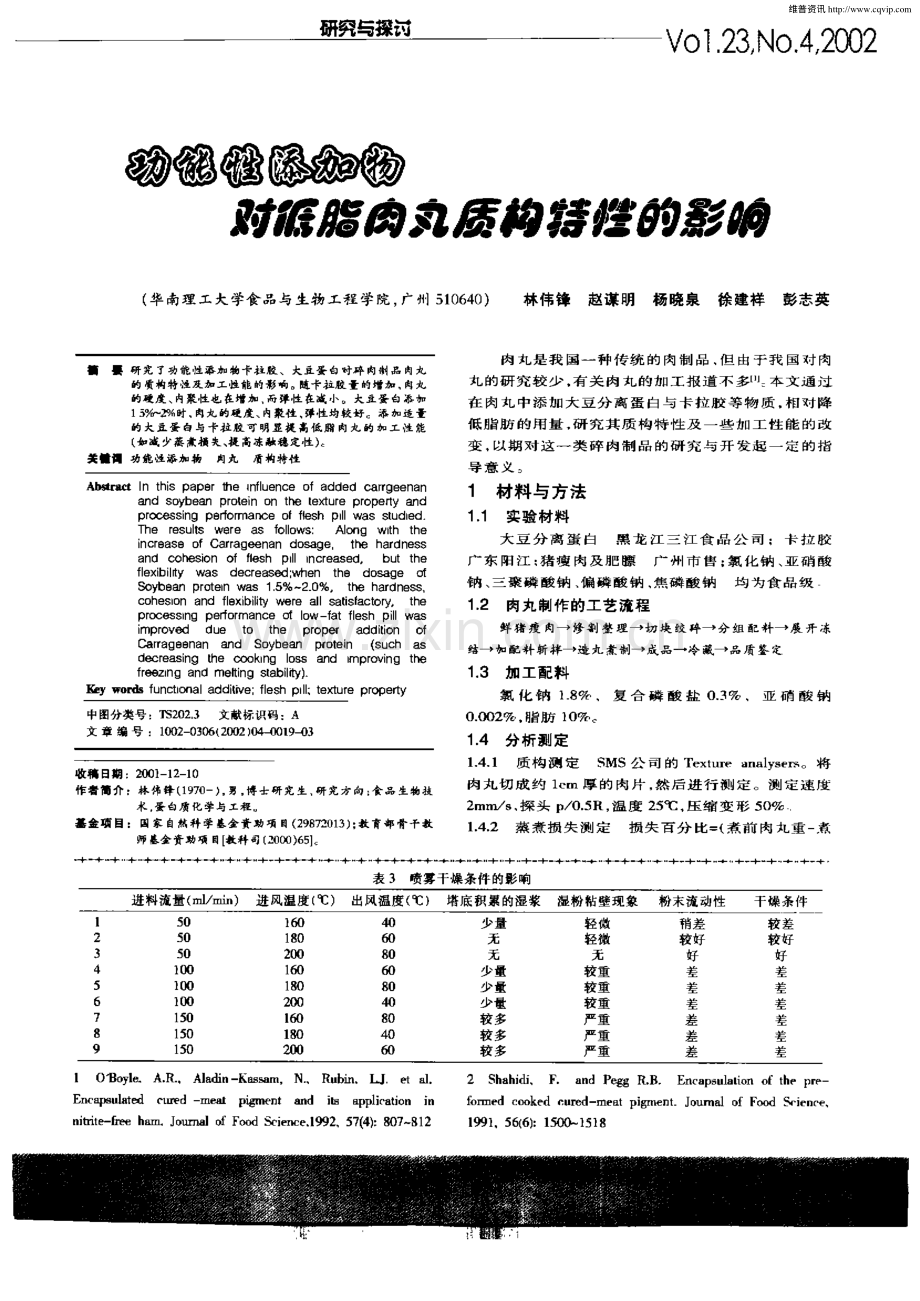 功能性添加物对低胶肉丸质构特性的影响.pdf_第1页