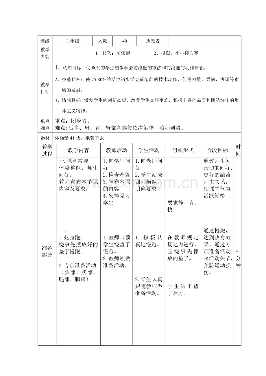 中小学前滚翻公开课公开课教案教学设计课件案例测试练习卷题.doc_第1页