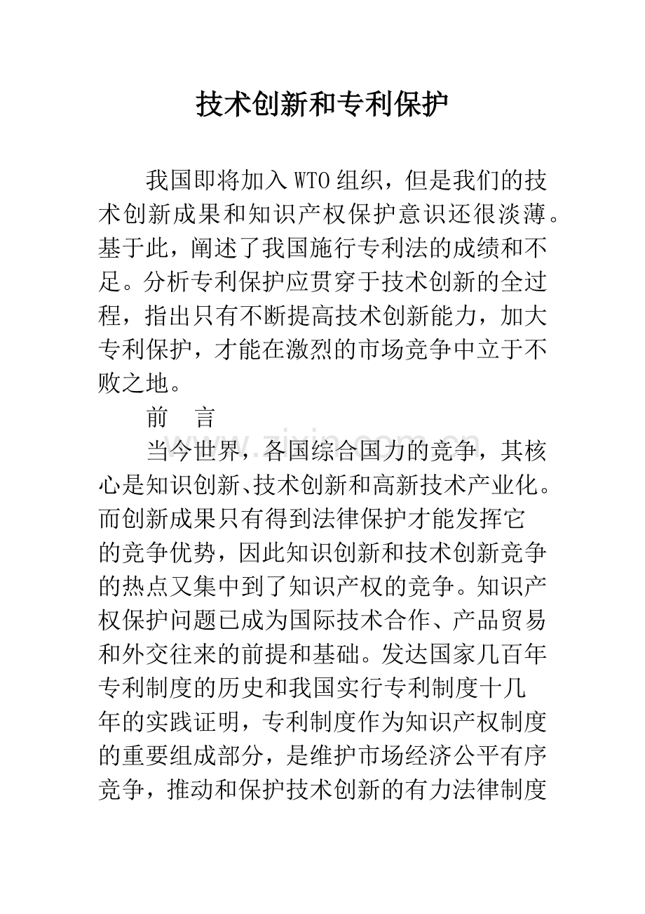 技术创新和专利保护.docx_第1页