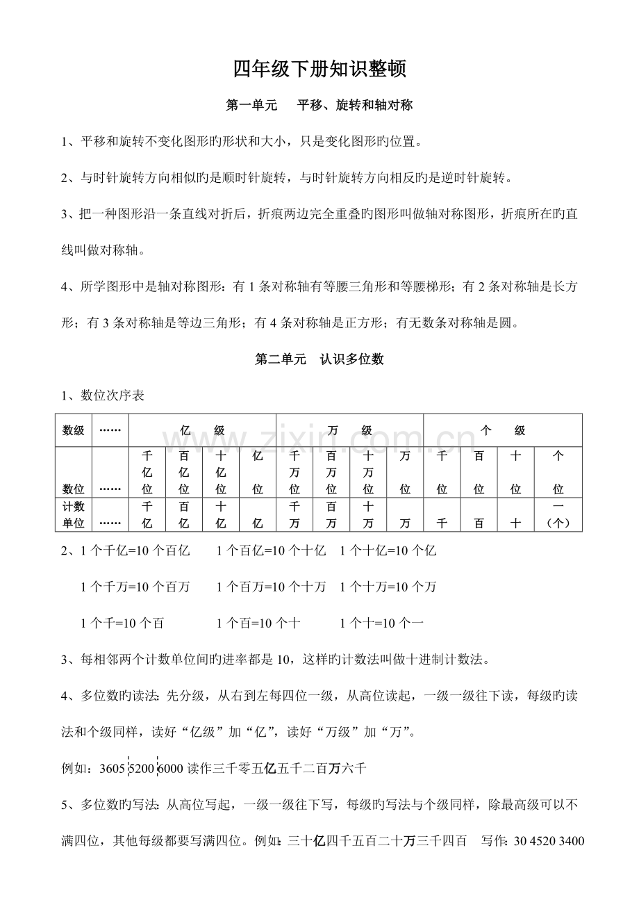 2023年新苏教版四年级数学下册知识点大全.doc_第1页