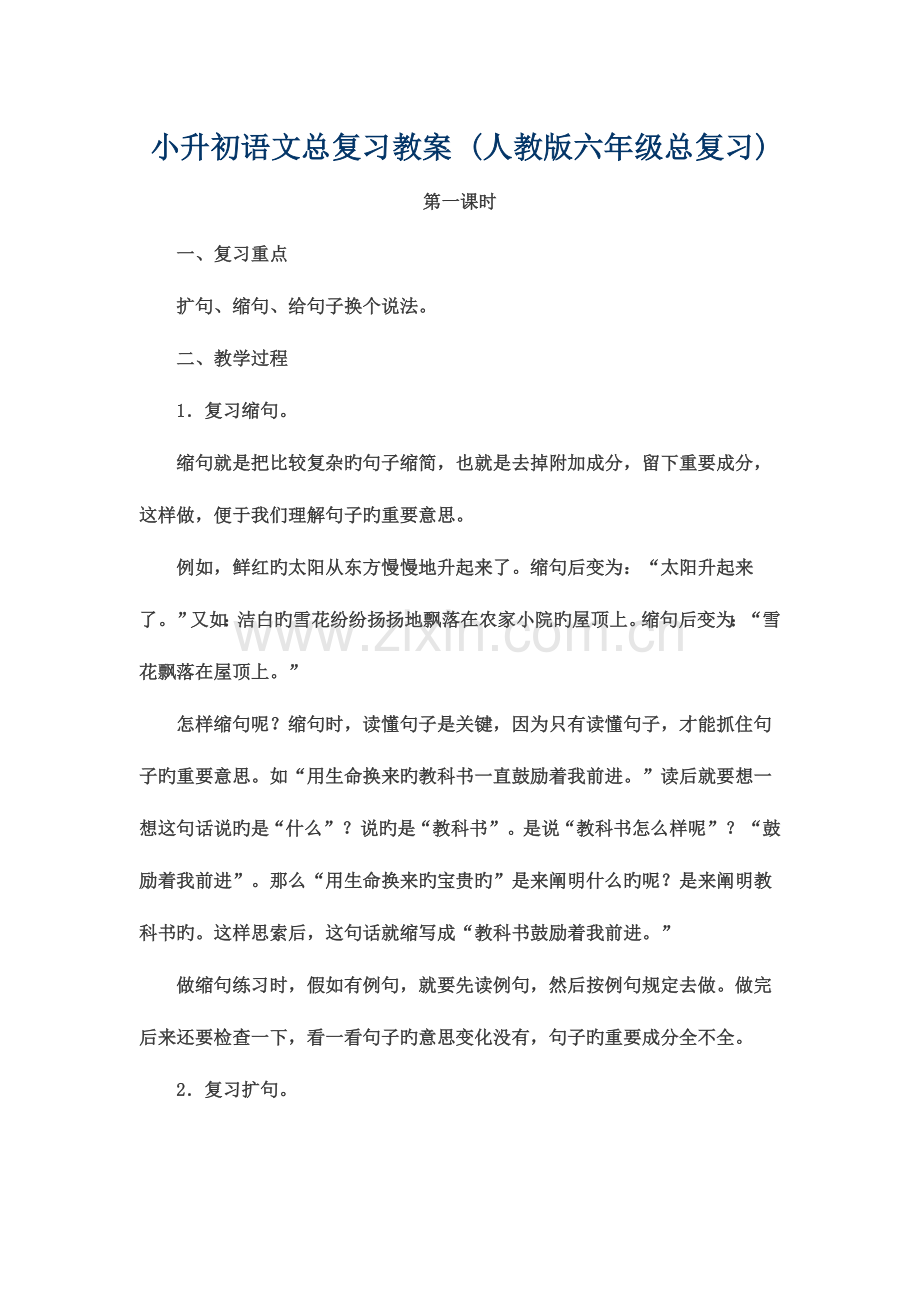 2023年小升初语文总复习教案.doc_第1页