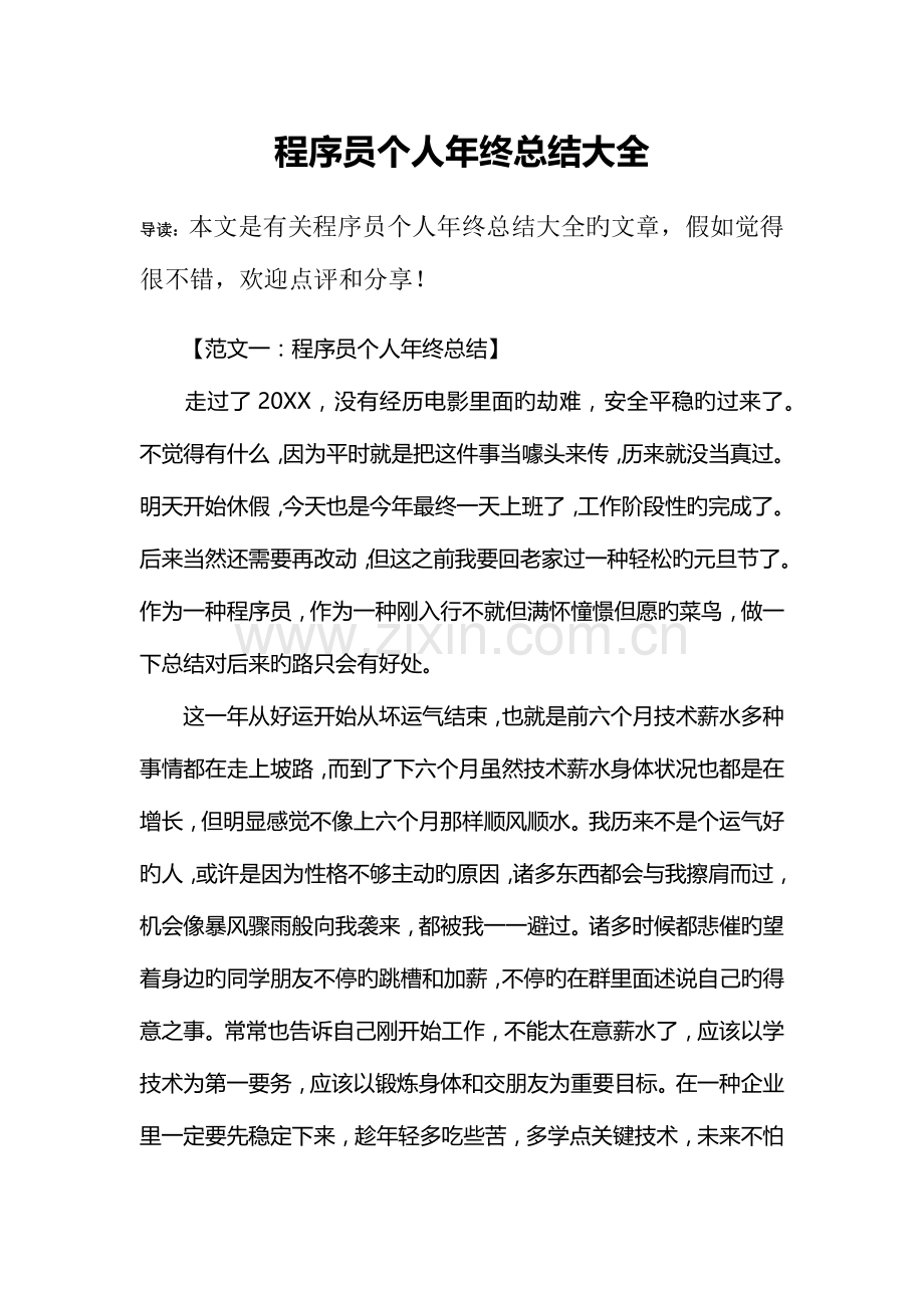 2023年程序员个人年终总结大全.docx_第1页