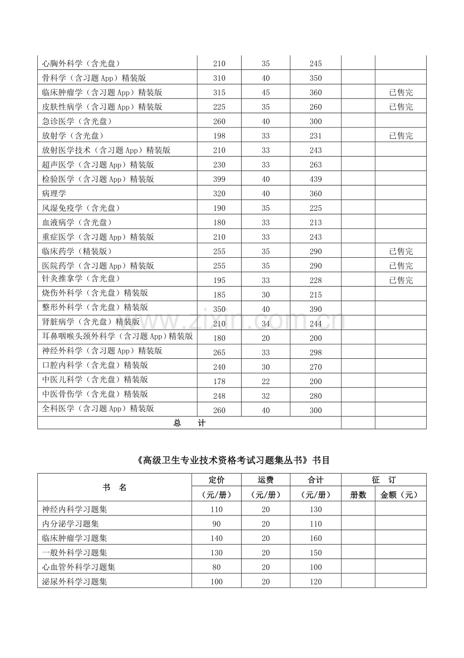 2023年高级卫生专业技术资格考试指导用书征订单.doc_第2页