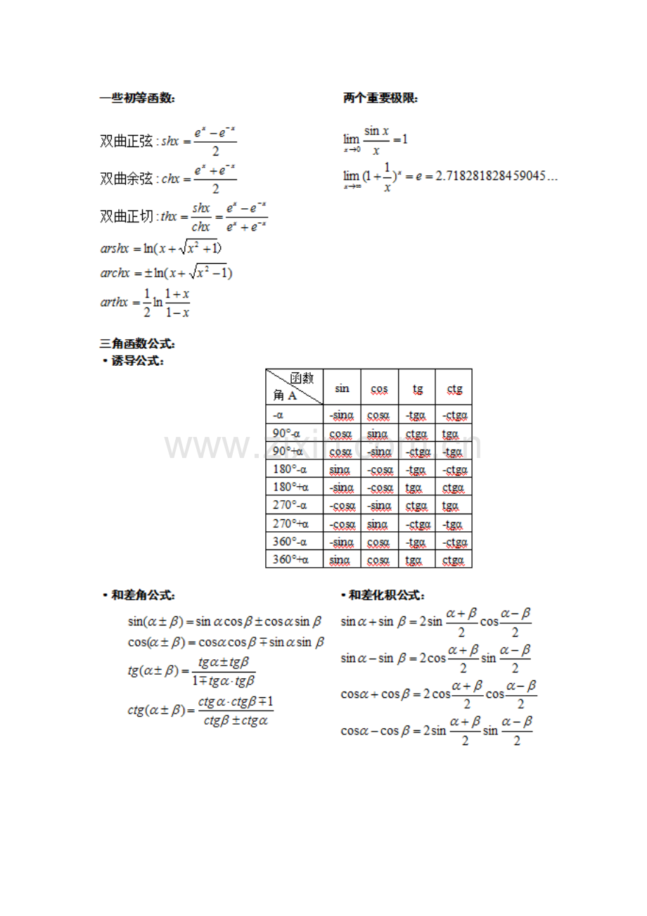 2023年成人高考高数二公式大全.doc_第1页