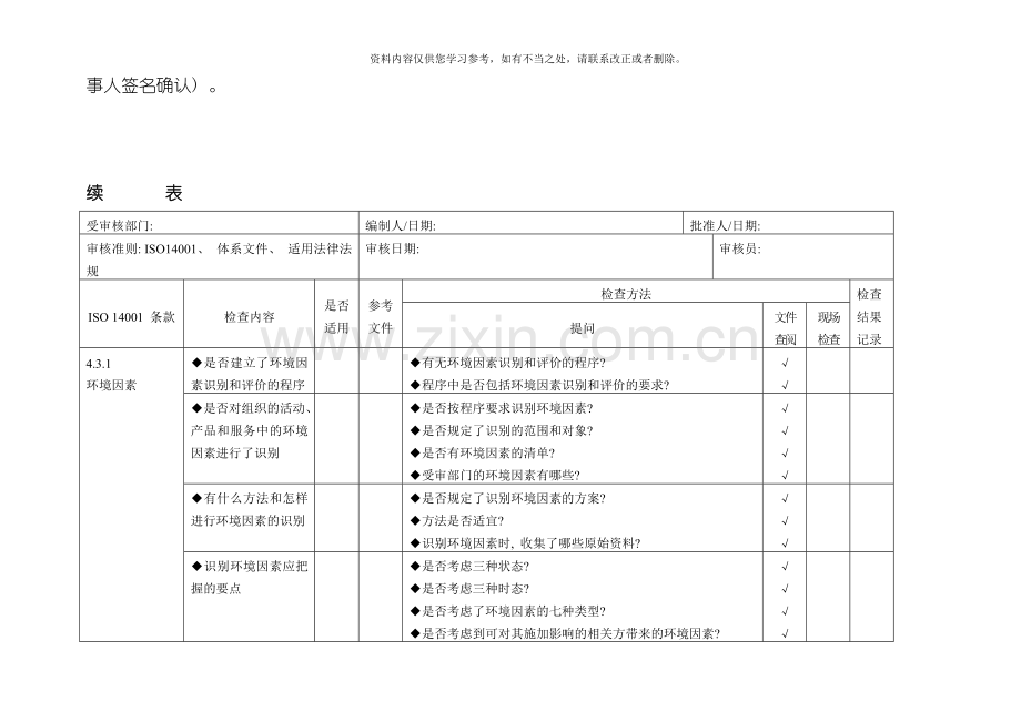 环境管理体系审核通用检查表适合各部门样本.doc_第2页