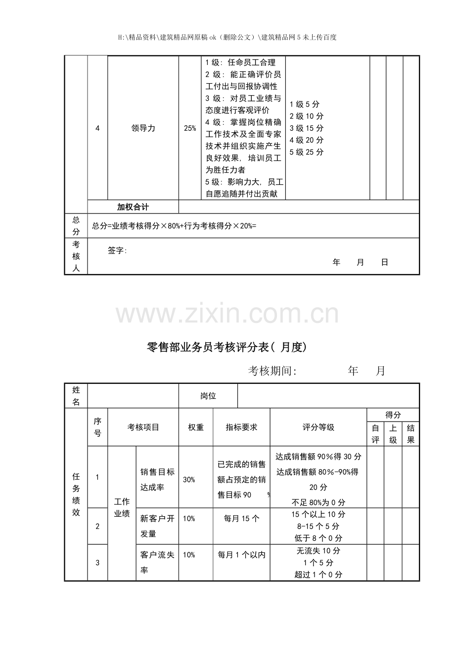 代理业相关岗位绩效考核表.docx_第3页