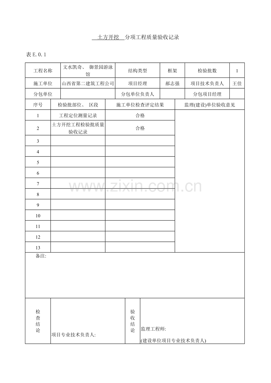 土方开挖分项工程质量验收记录样本.doc_第2页