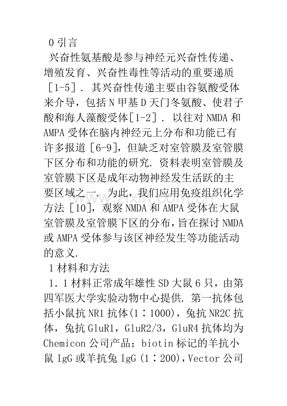 NMDA和AMPA型谷氨酸受体亚基在成年大鼠前脑室管膜及室管膜下区的分布.docx_第2页