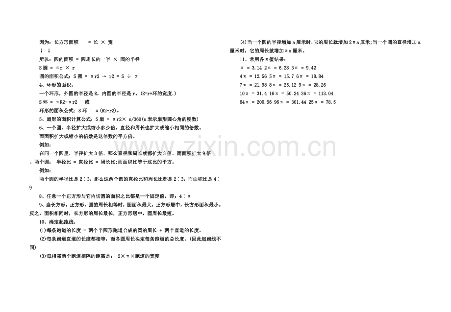 小学六年级上册数学第四单元圆的知识点汇.doc_第2页