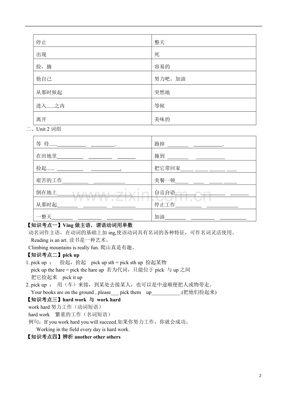 2019广州新版英语六年级下册每单元知识点总结及练习.doc_第2页