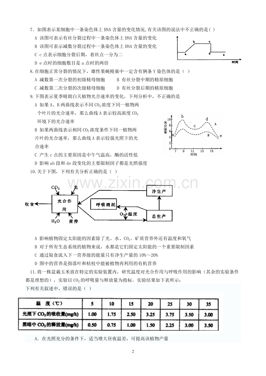 高考生物模拟试题及答案.doc_第2页