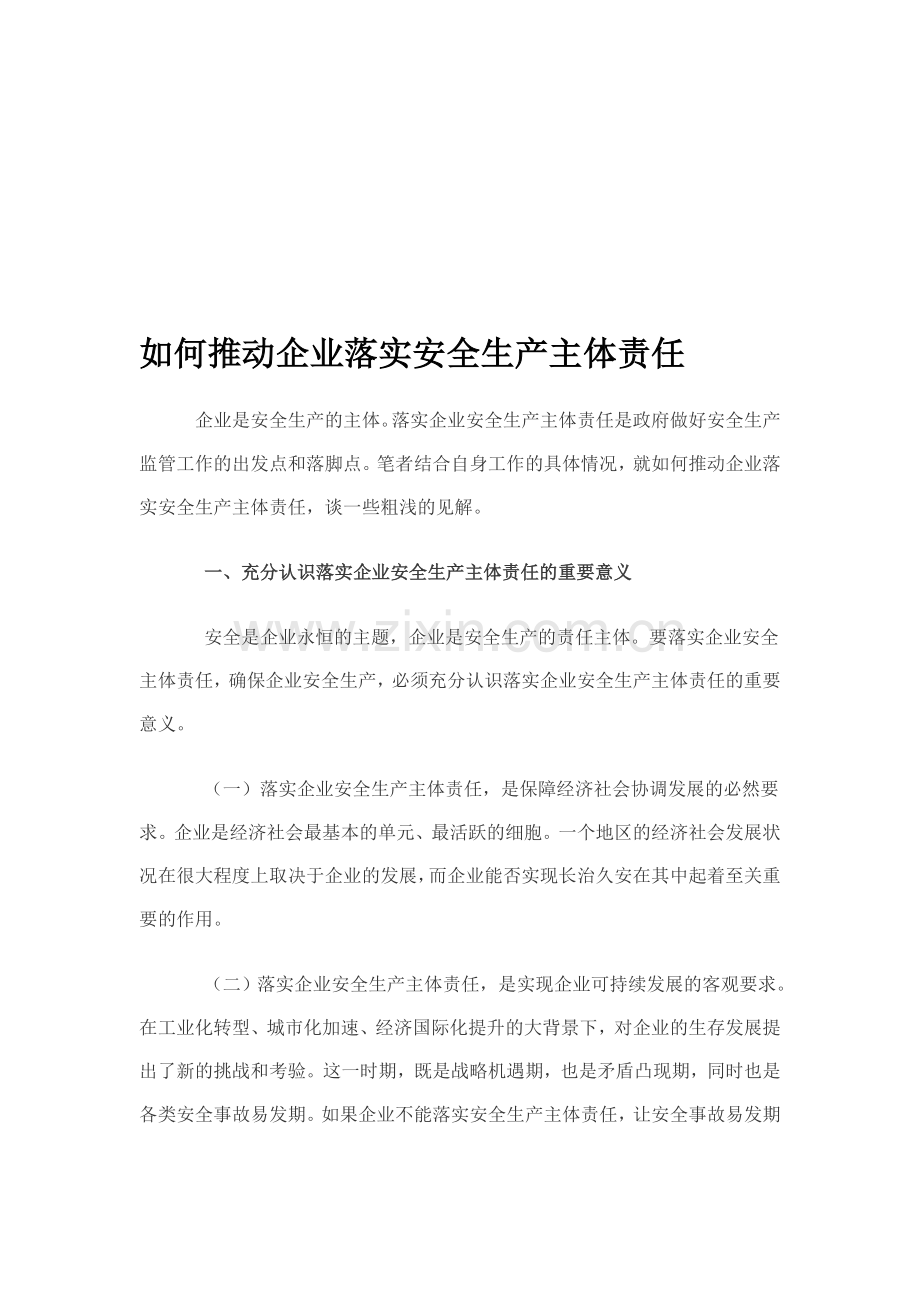 如何推动企业落实安全生产主体责任---.doc_第1页