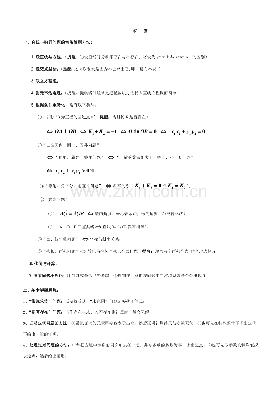 高中数学椭圆综合题总结.doc_第1页