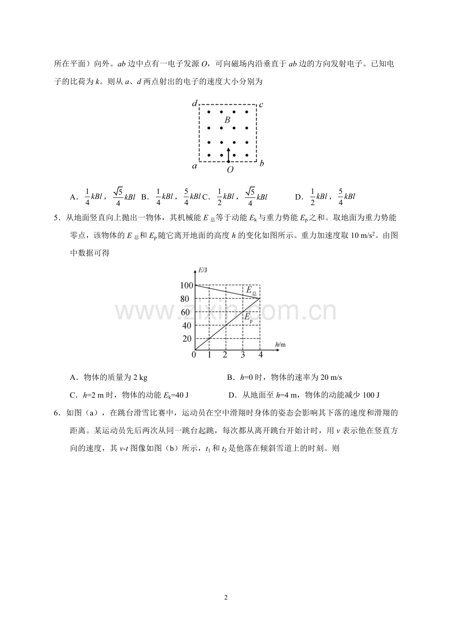 2019年高考全国卷2物理试题与答案.doc_第2页