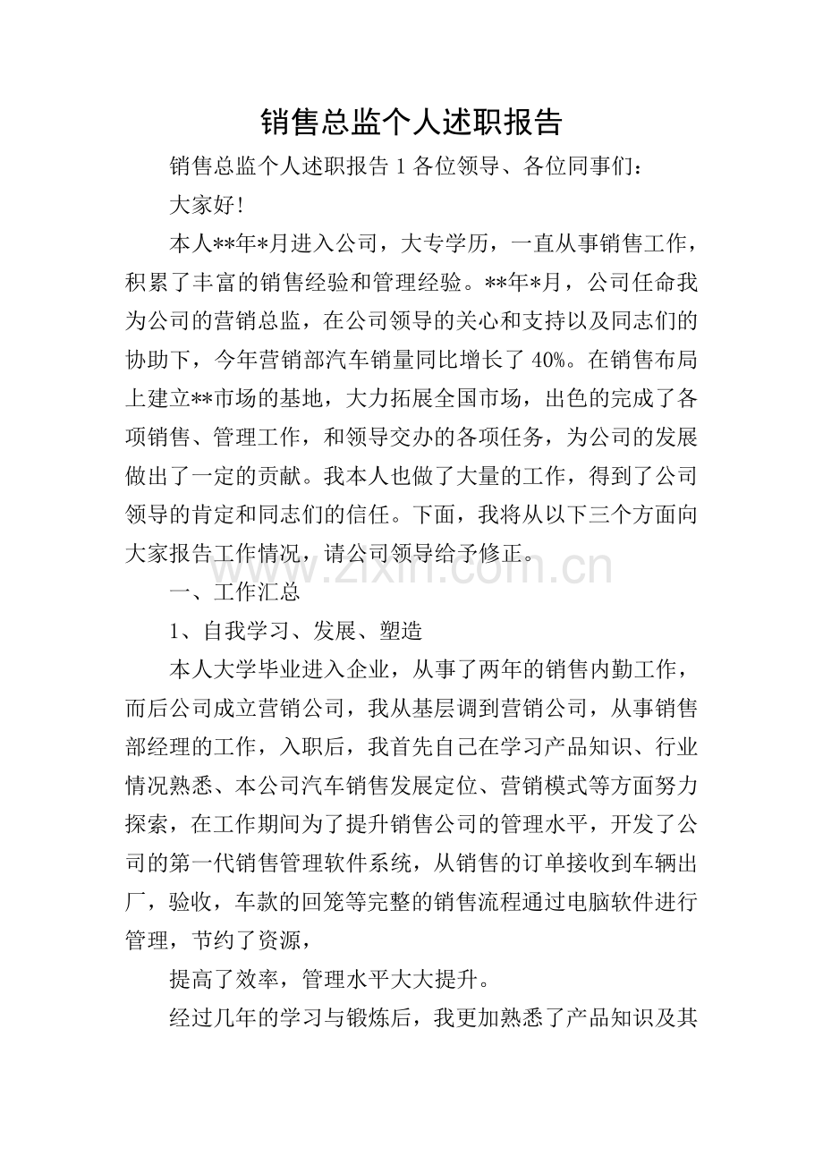 销售总监个人述职报告.doc_第1页