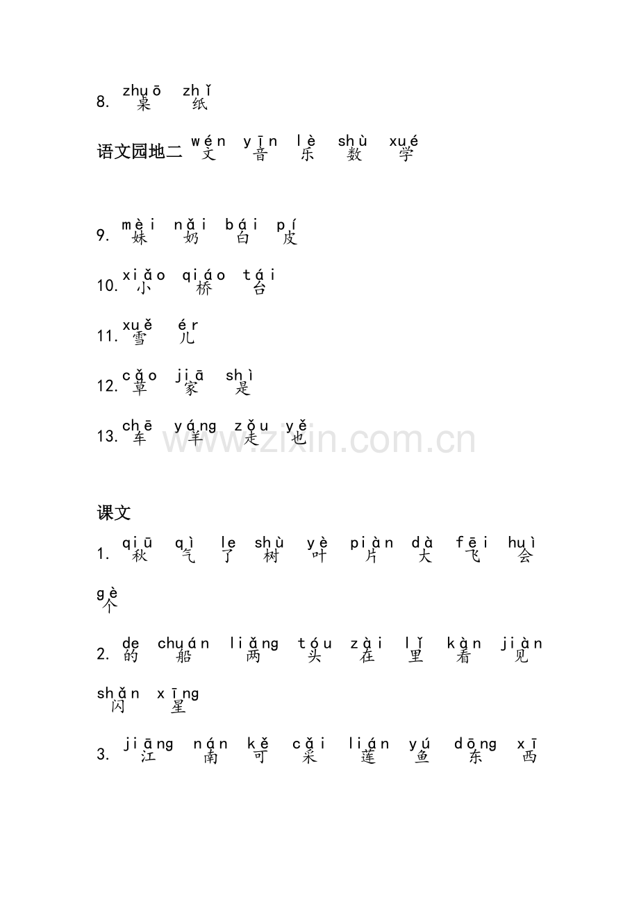 部编一年级上册生字表写字表注音版.doc_第2页