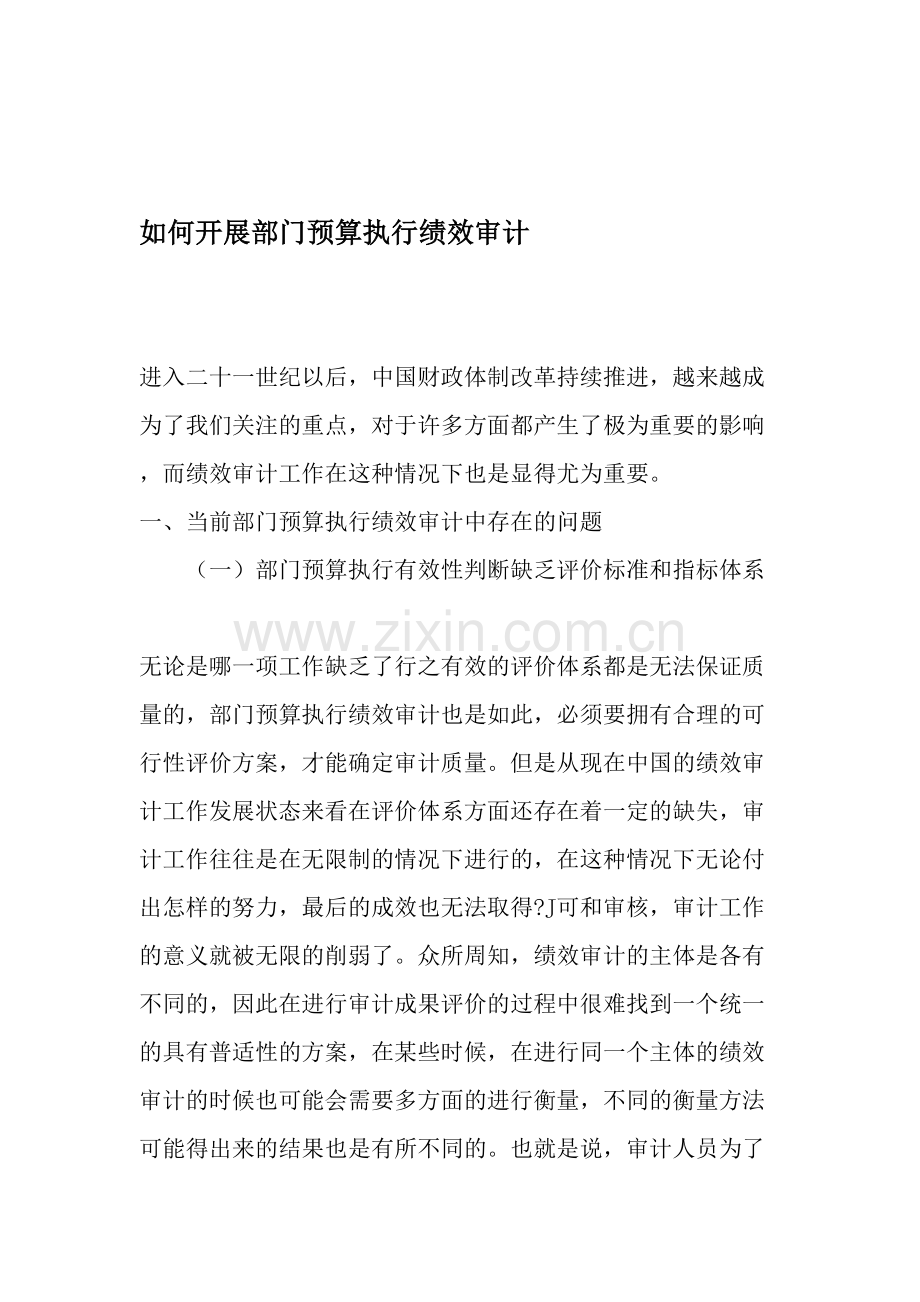 如何开展部门预算执行绩效审计-文档.doc_第1页