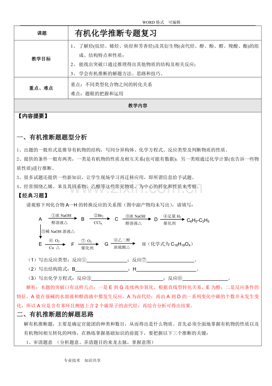 2019届高三有机化学推断专题复习(含答案解析).doc_第1页