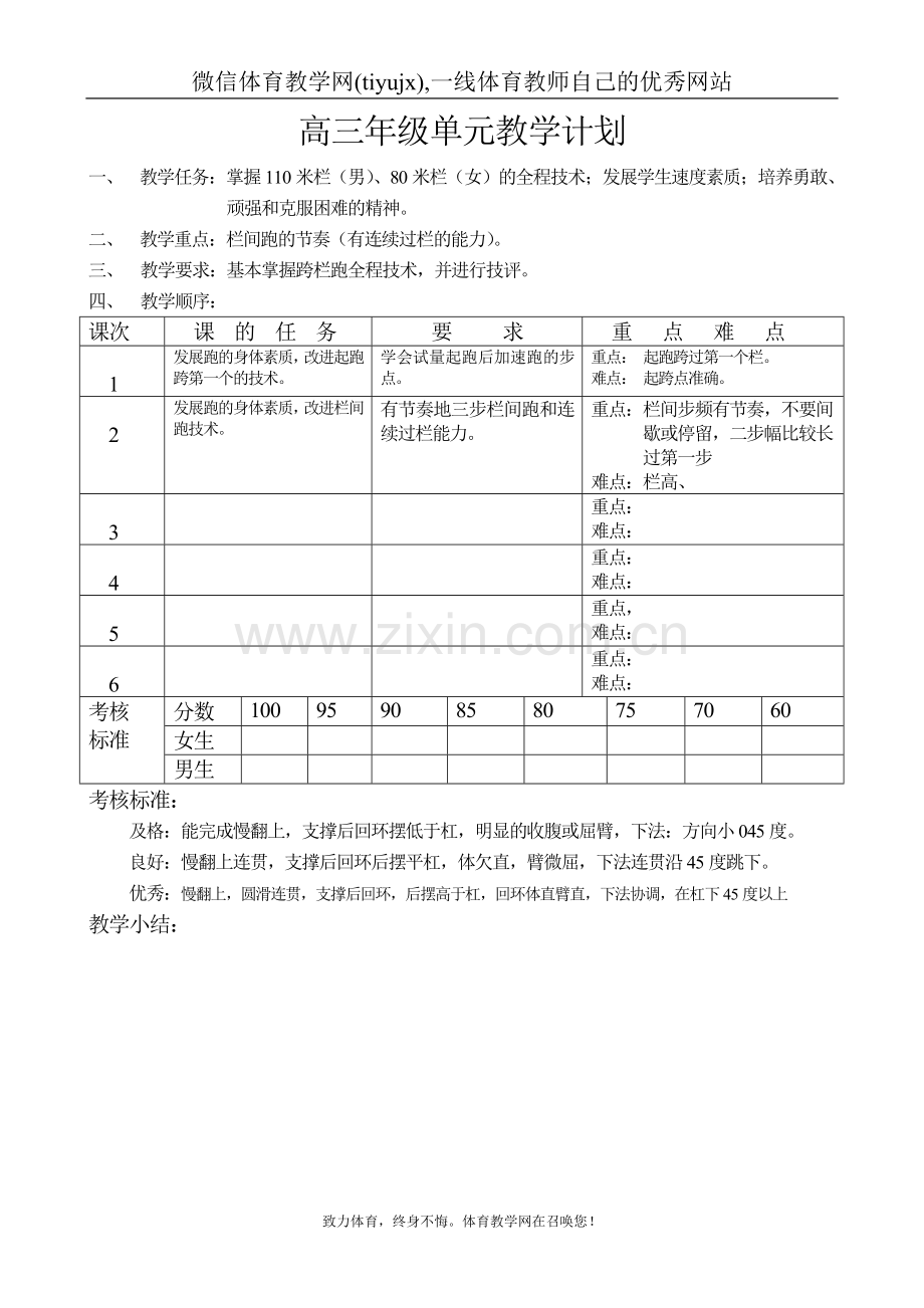 高中三年级体育与健康教案障碍跑.doc_第1页