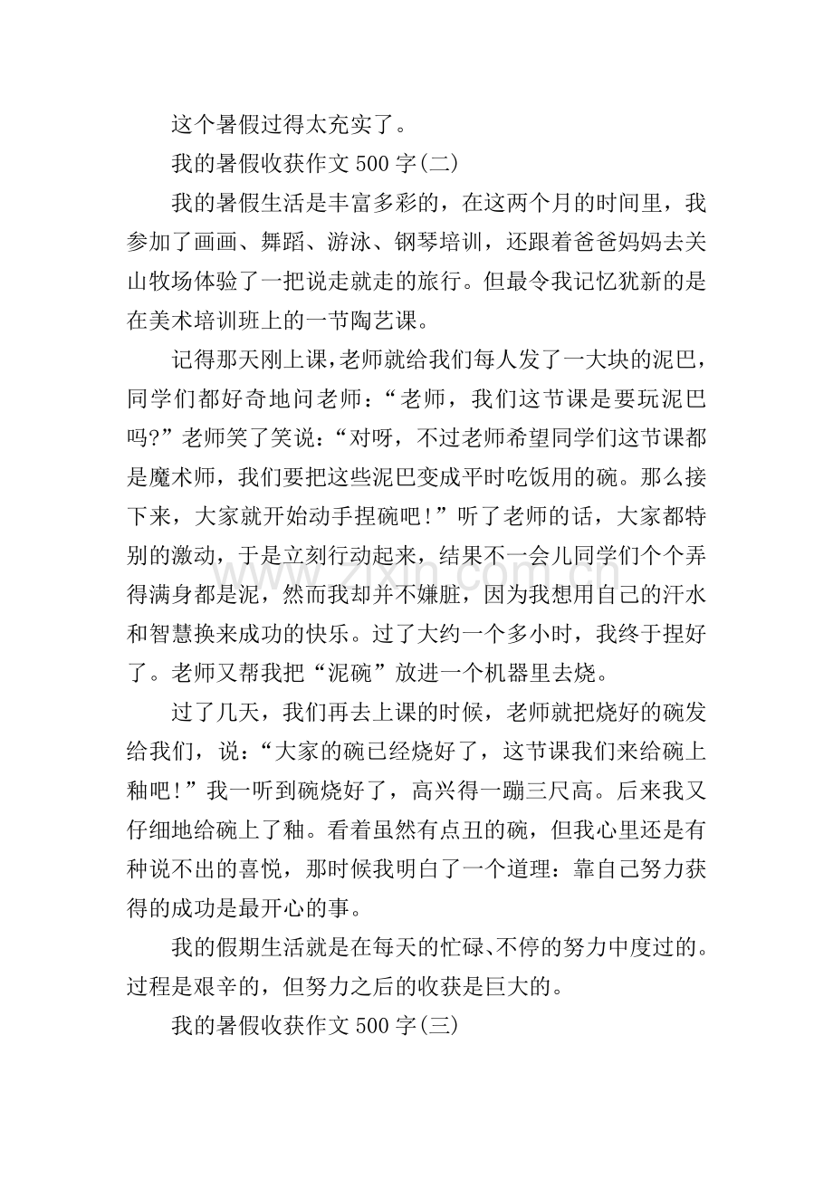 我的暑假收获作文500字10篇.doc_第2页