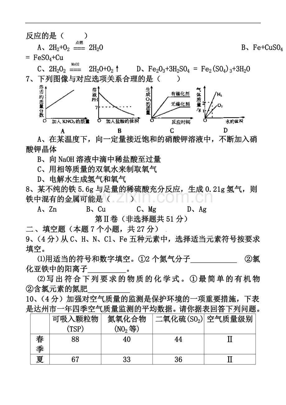 2019年四川省达州市中考化学试卷(含答案).doc_第2页