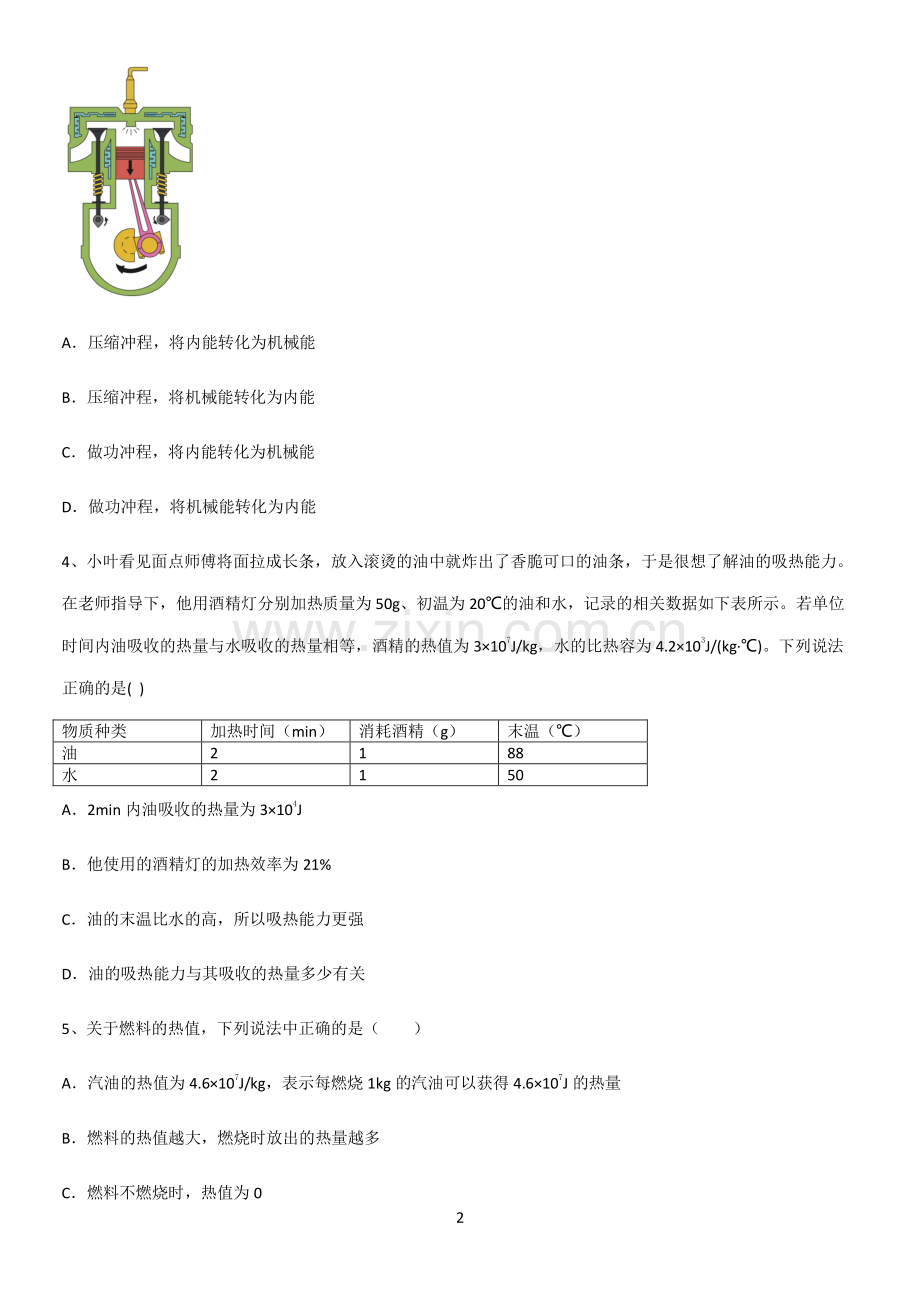 通用版初中物理九年级物理全册第十四章内能的利用高频考点知识梳理.pdf_第2页