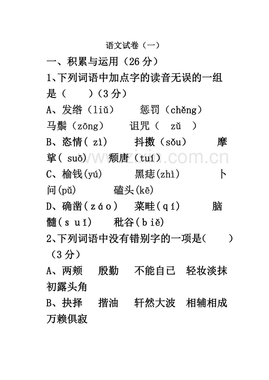 七年级下册语文试卷.doc_第2页