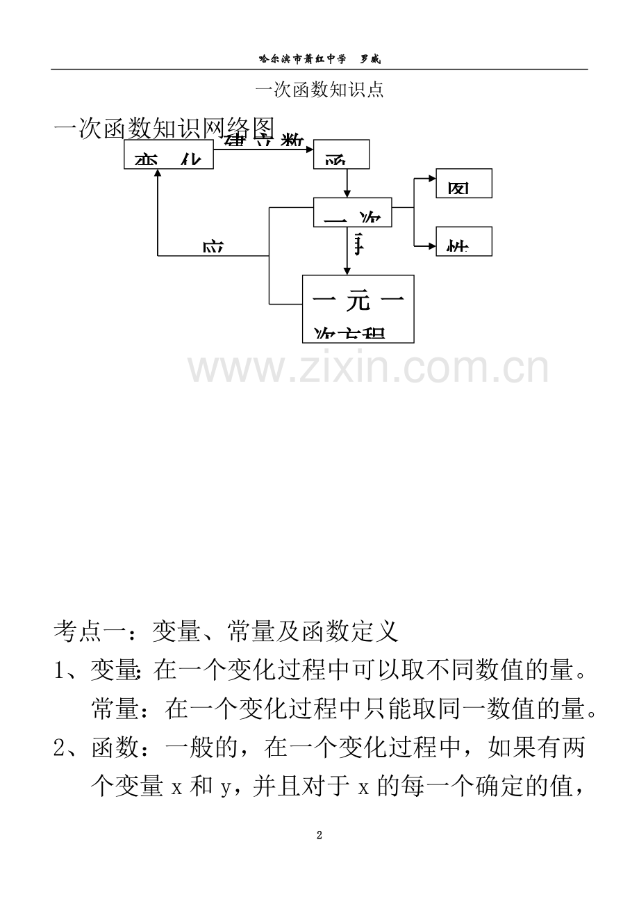 一次函数知识点及典型例题.doc_第2页