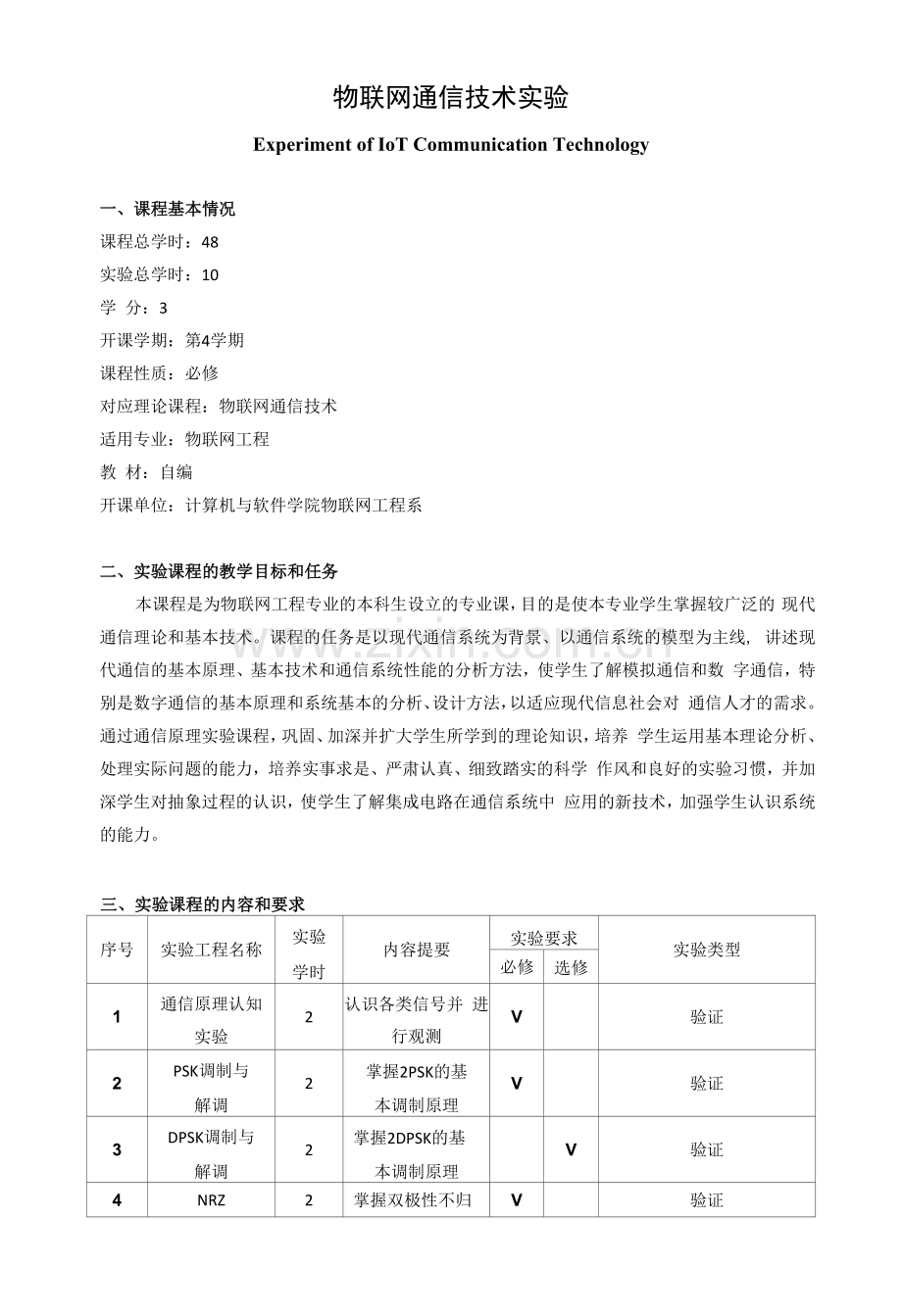 《物联网通信技术实验》课程教学大纲.docx_第1页