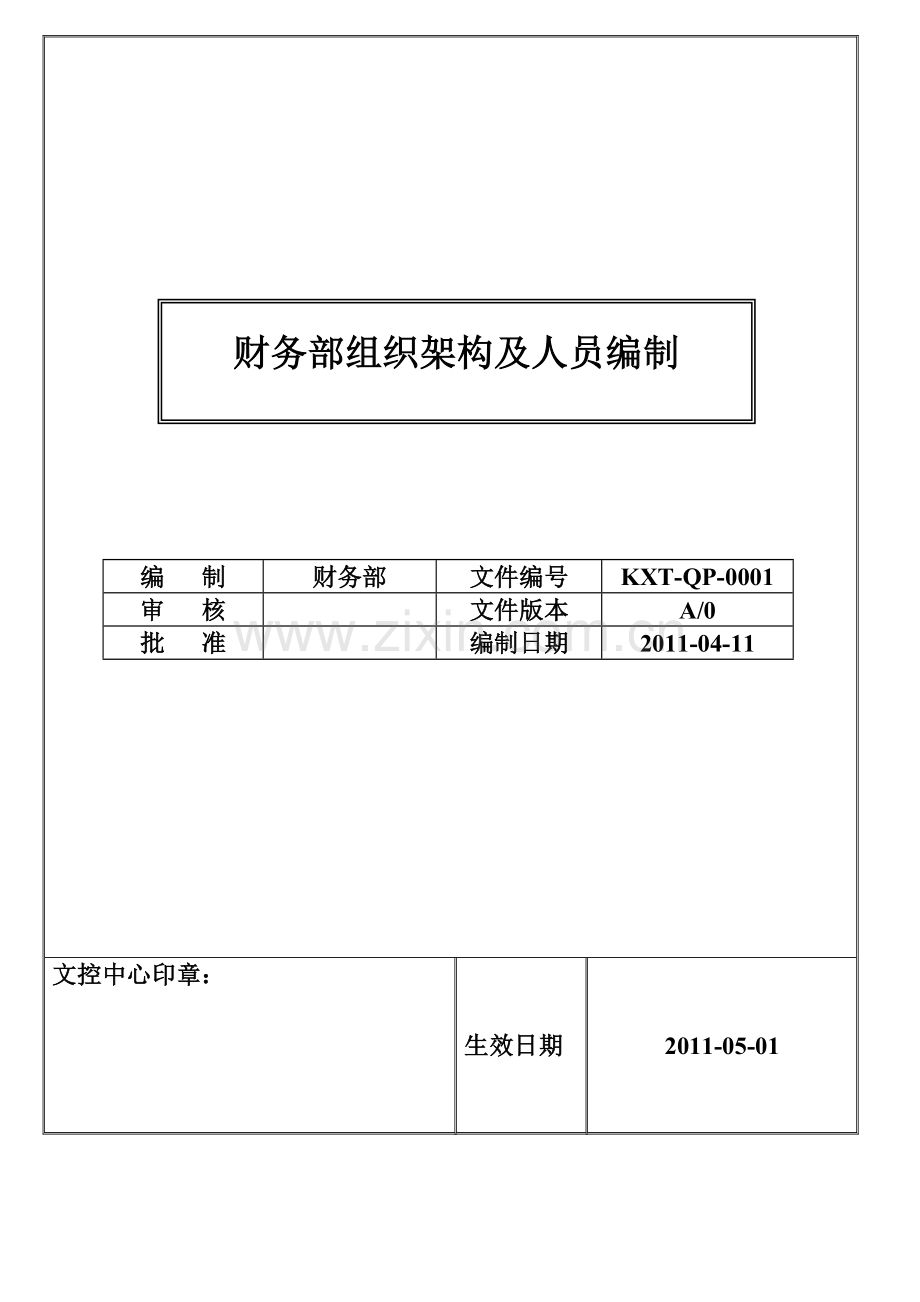 财务部组织架构及人员编制图.doc_第1页