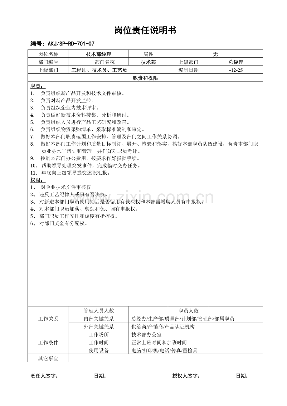 AKJSPRD～关键技术部岗位责任说明指导书.doc_第1页