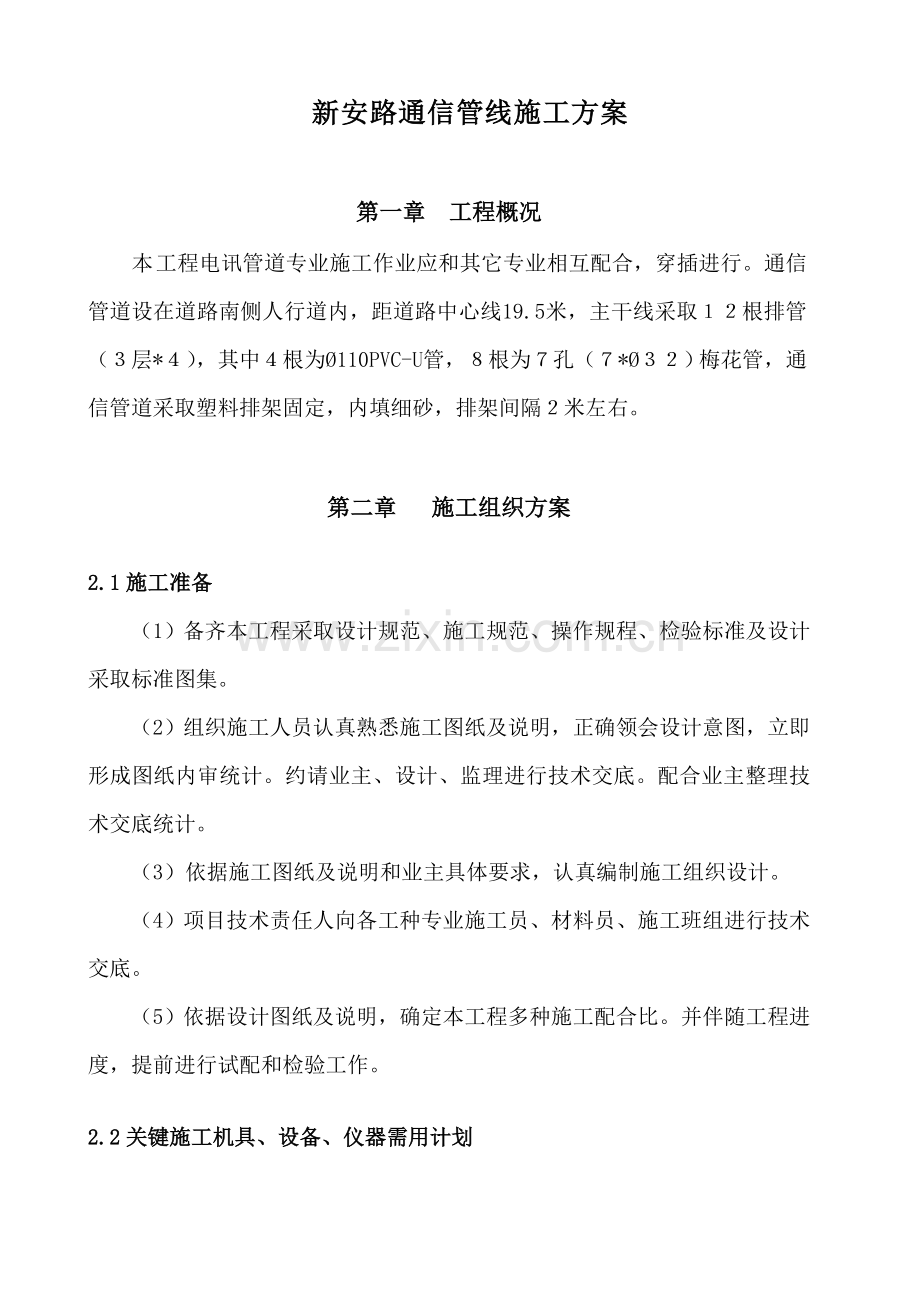 通信管道综合项目施工专项方案.doc_第1页