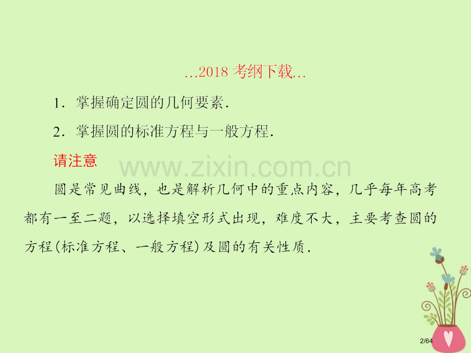 高考数学复习第九章解析几何第三课时圆的方程文市赛课公开课一等奖省名师优质课获奖课件.pptx_第2页