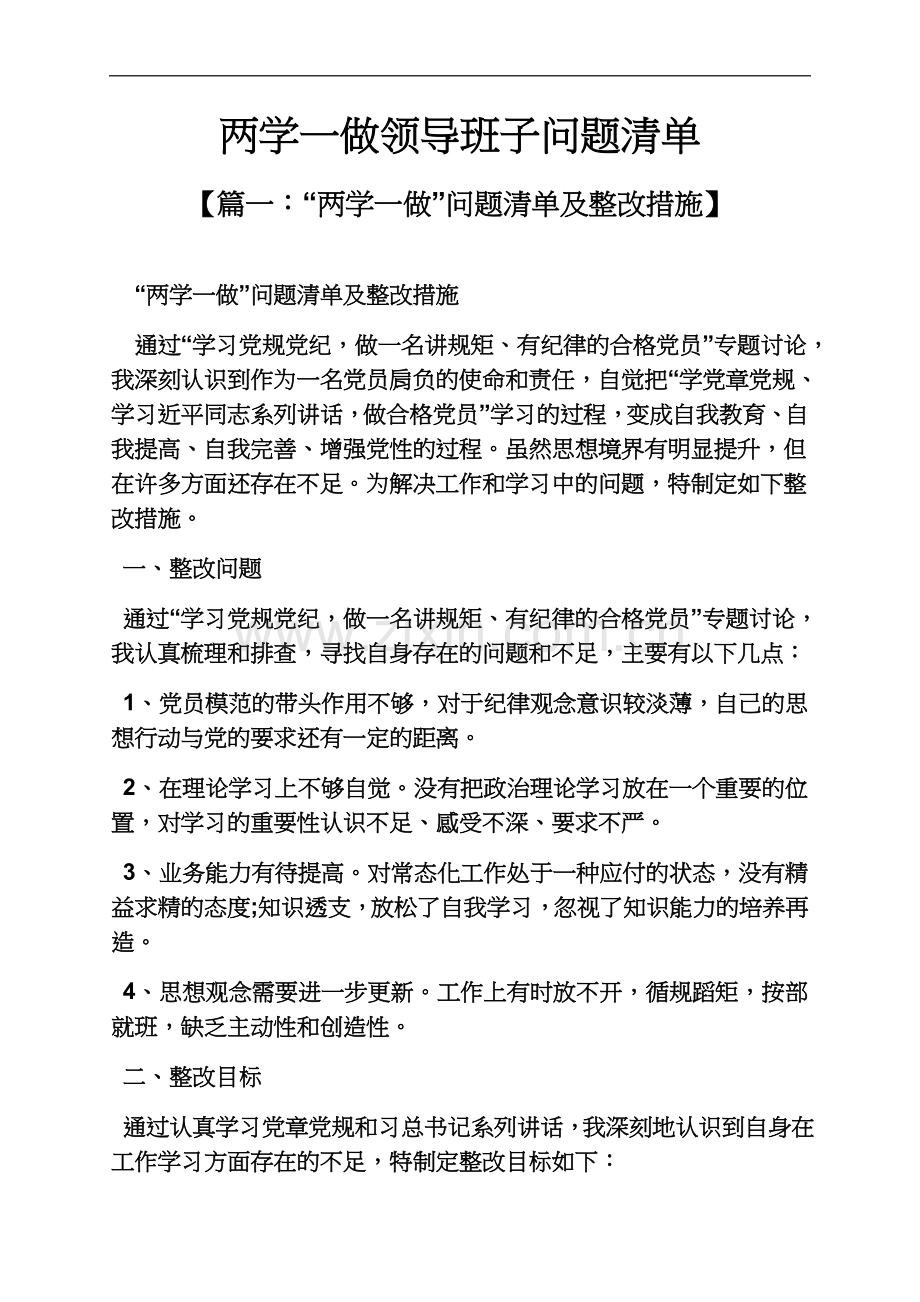 两学一做领导班子问题清单.docx_第2页